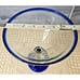 Pair of HUGE 8 Hand Blown Mexican Glass Blue Rim & Foot Martini Glasses