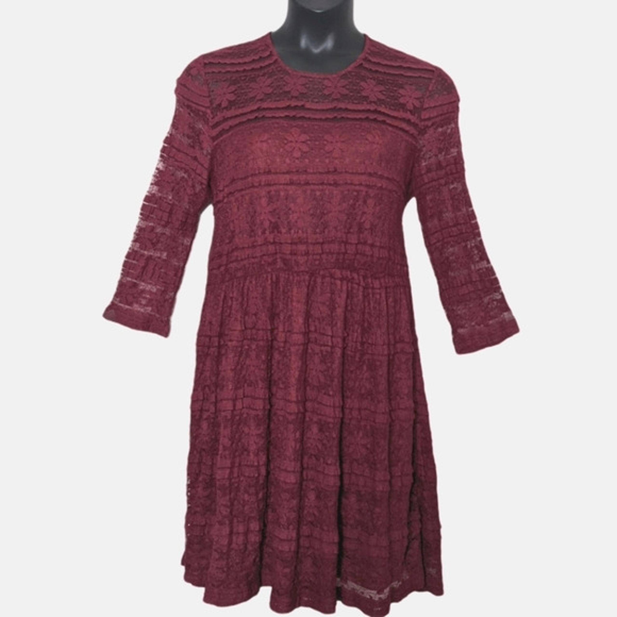 Madison Burgundy Floral Lace Dress (XL)