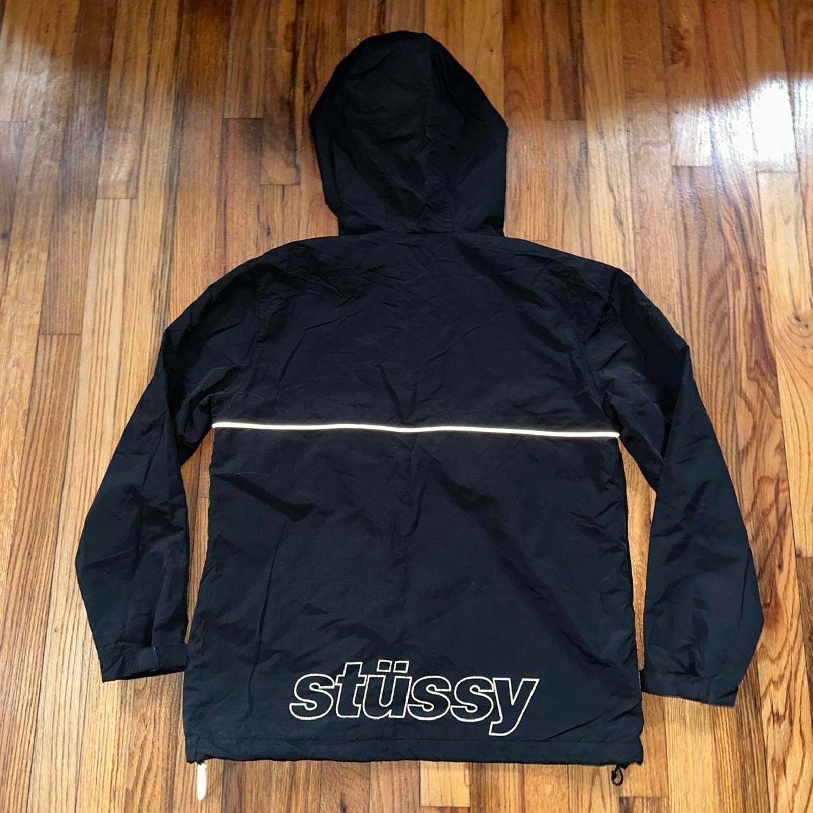 Stussy Half Zip Reflective Windbreaker Jacket Zipper Pocket size S