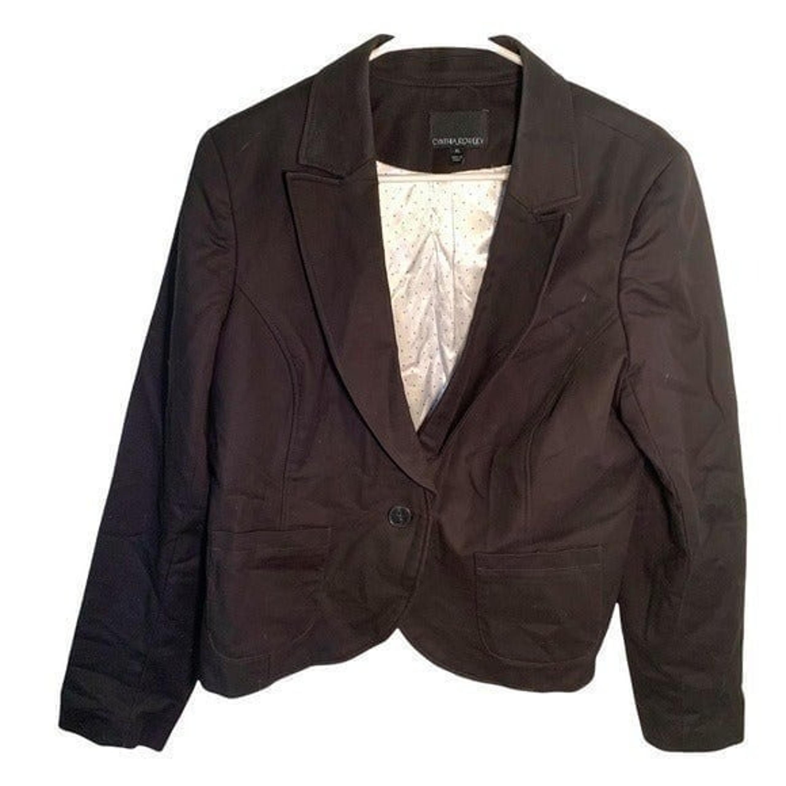 Cynthia Rowley One Button Cotton Blazer Black