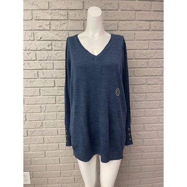 Lily Morgan Blue Knit Long Sleeve Sweater Size XL
