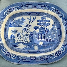 blue WILLOW/English/Transferware/ platter/ chinoiserie