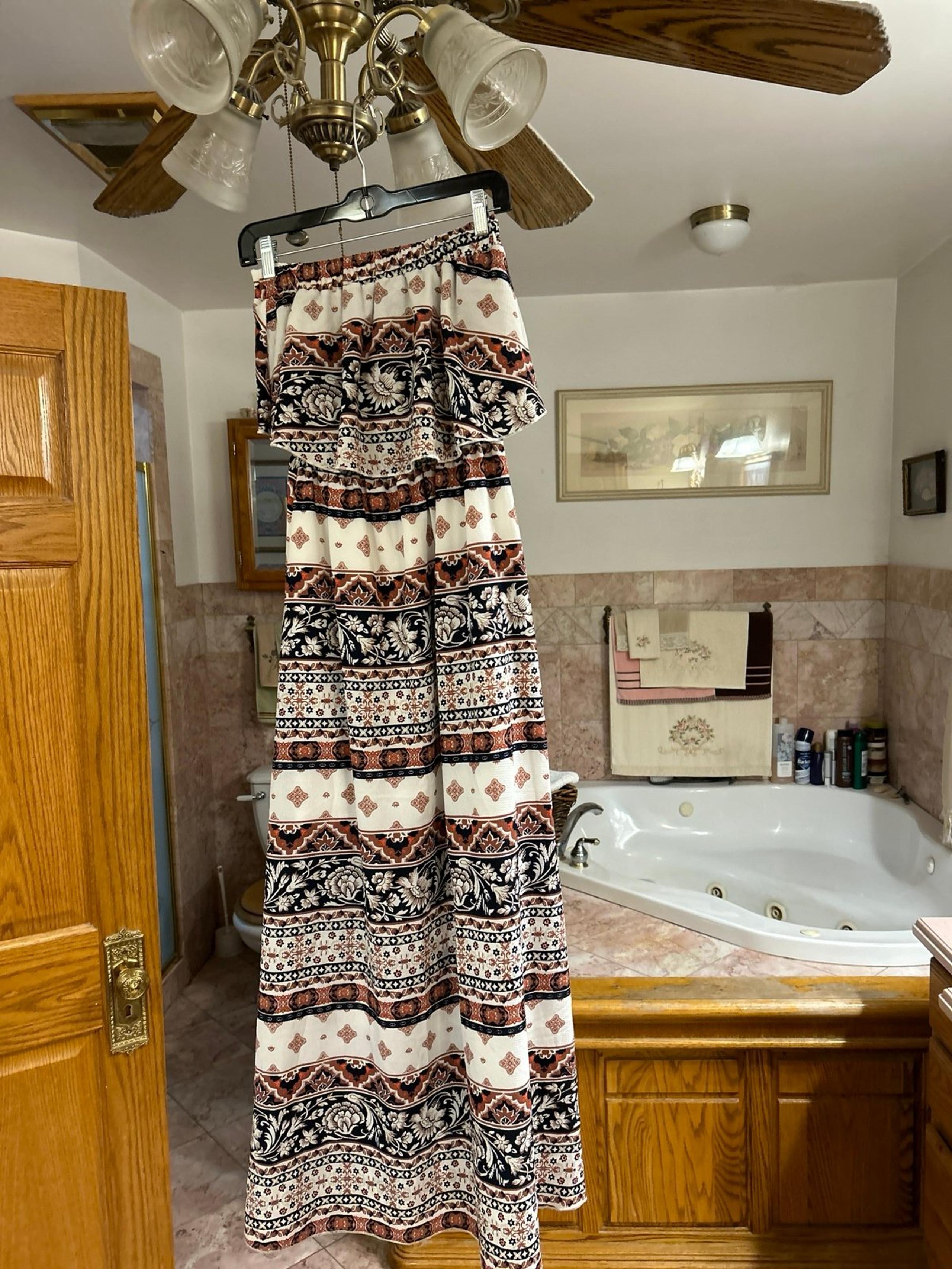 Brown, black and white maxi dress