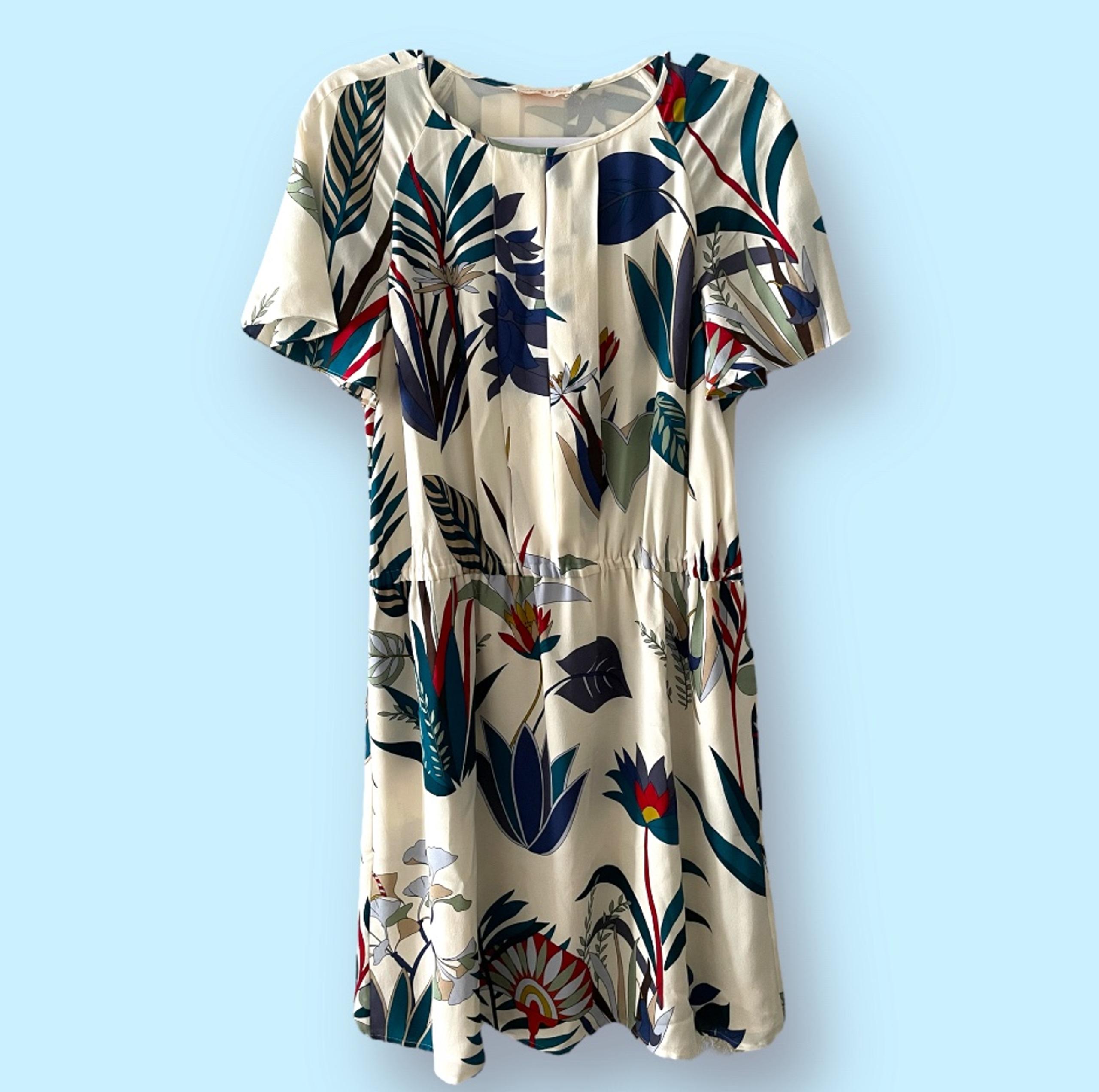 Tory Burch Anatolie Short Sleeve Silk Blouson Dress Size 8