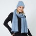 Light Blue Cable Knit Style Beanie Hat and Scarf Set Winter Fashion Accessory