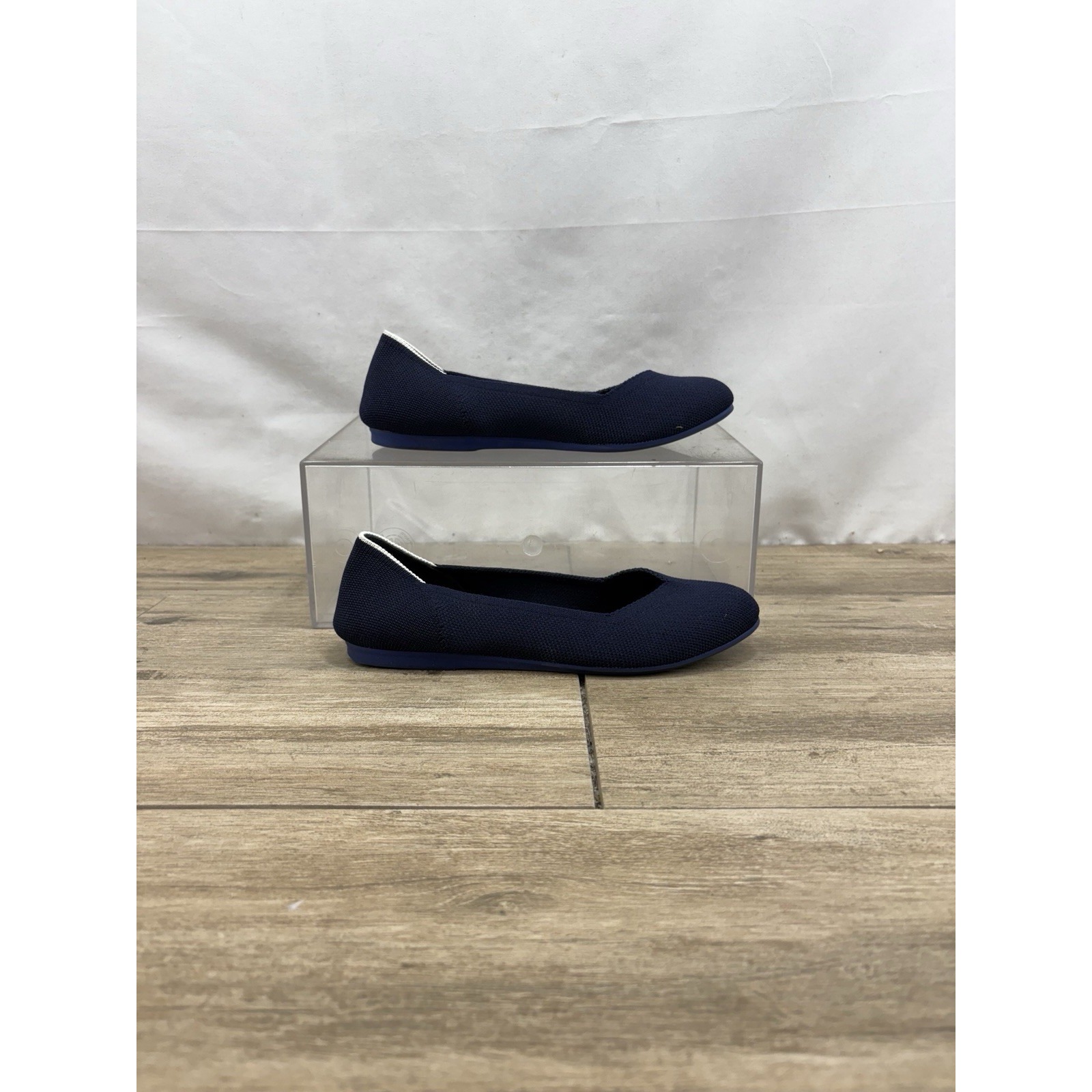 Rothy's Knit Sneakers Navy Blue Slip On Casual Shoes Women's Size 7.5