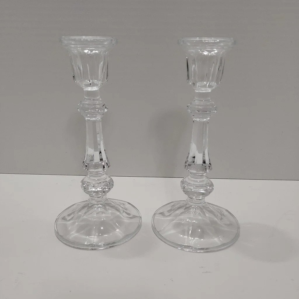 Pair Of Vintage Lead Crystal Candlestick Candle Sticks Holders 8