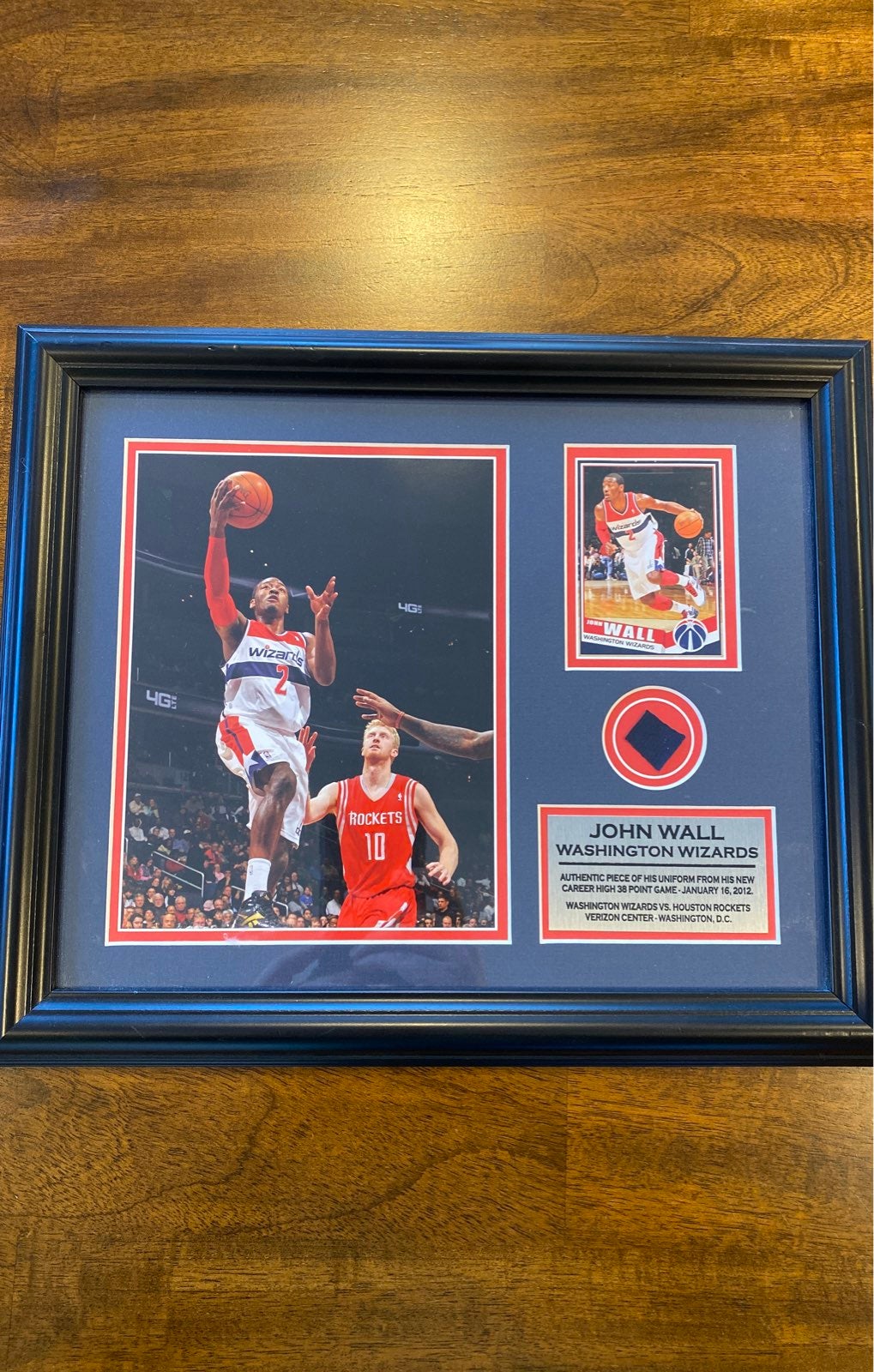 John Wall Wizards Career High Framed Photo w/ Game Jersey Piece Memorabilia