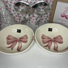 Pink bow bowls, set of 2