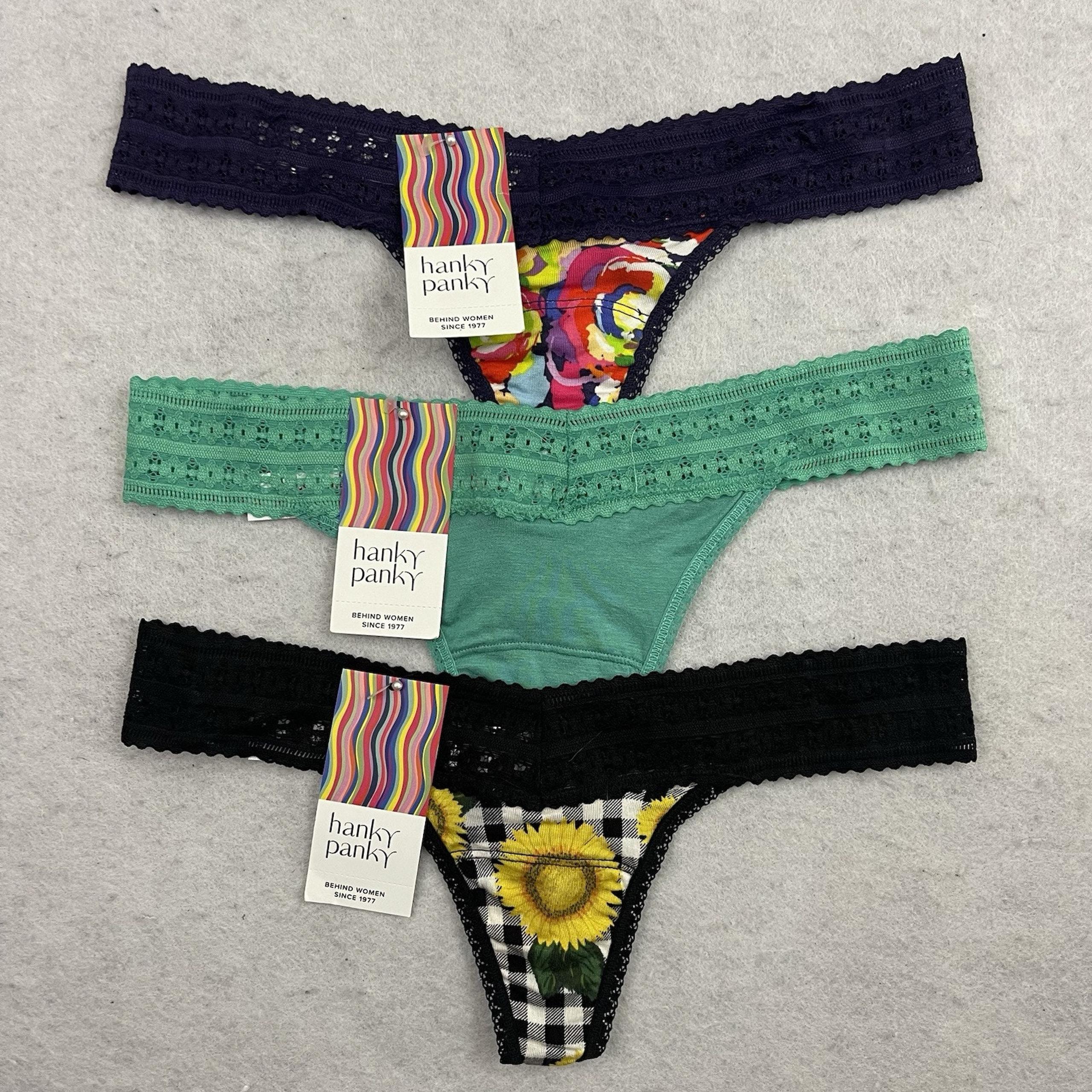 Hanky Panky DreamEase Thong Panties One Size OS Assorted 3 Pack Lace Low Rise