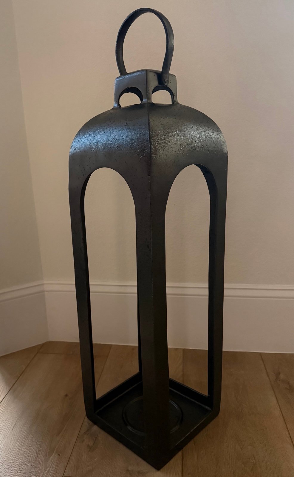 29.5 x9 Pillar Cast Aluminum Outdoor Lantern Candle Holder Black - Threshold
