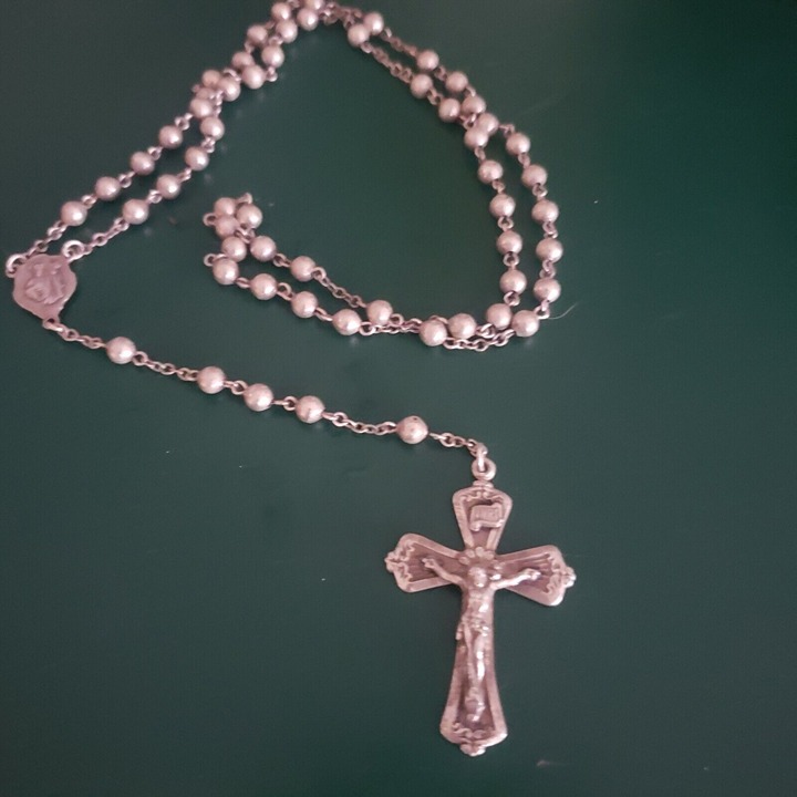 VINTAGE ANTIQUE SIGNED CATAMORE STERLING SILVER ROSARY