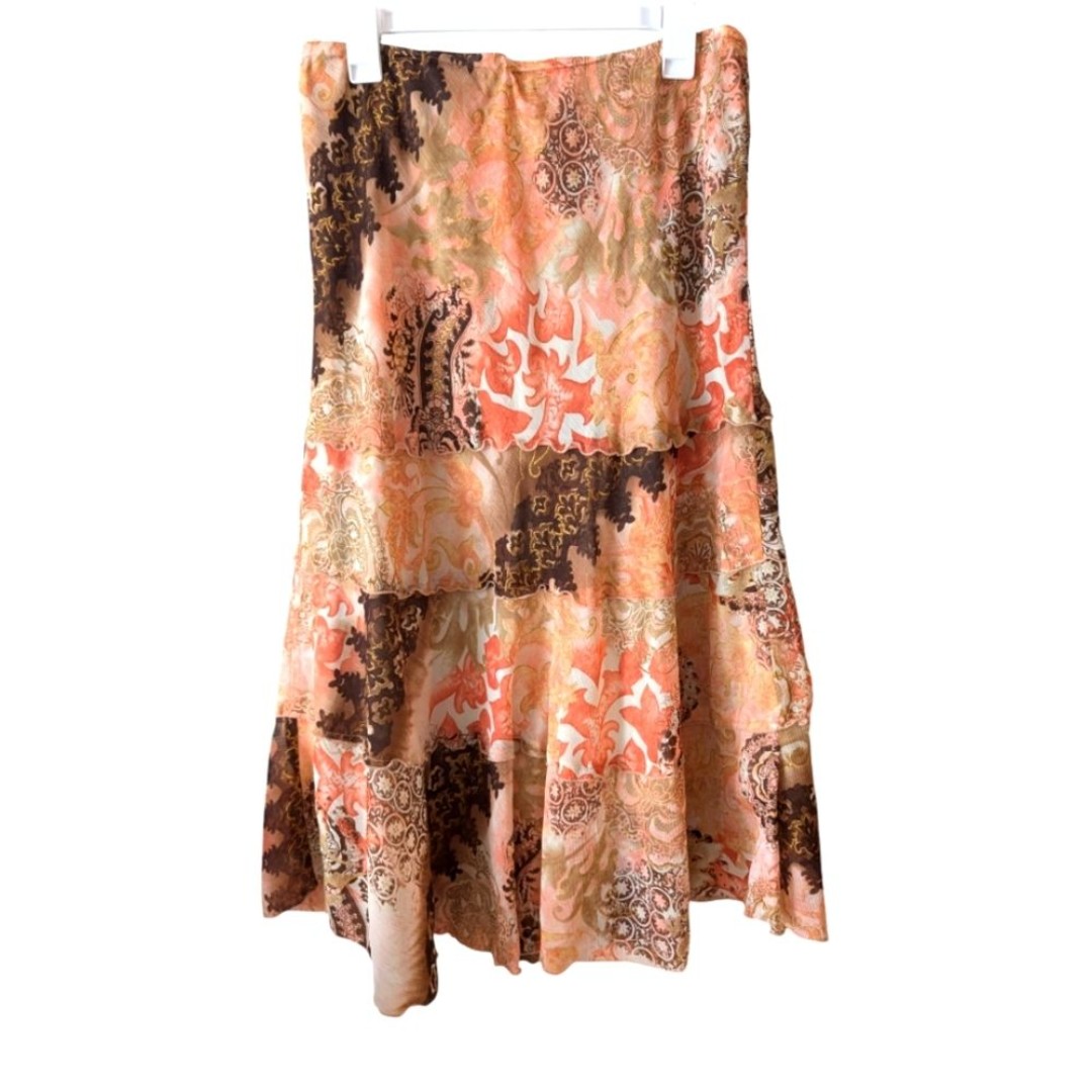 Y2K Dressbarn Fairycore Floral Tiered Skirt Size Large