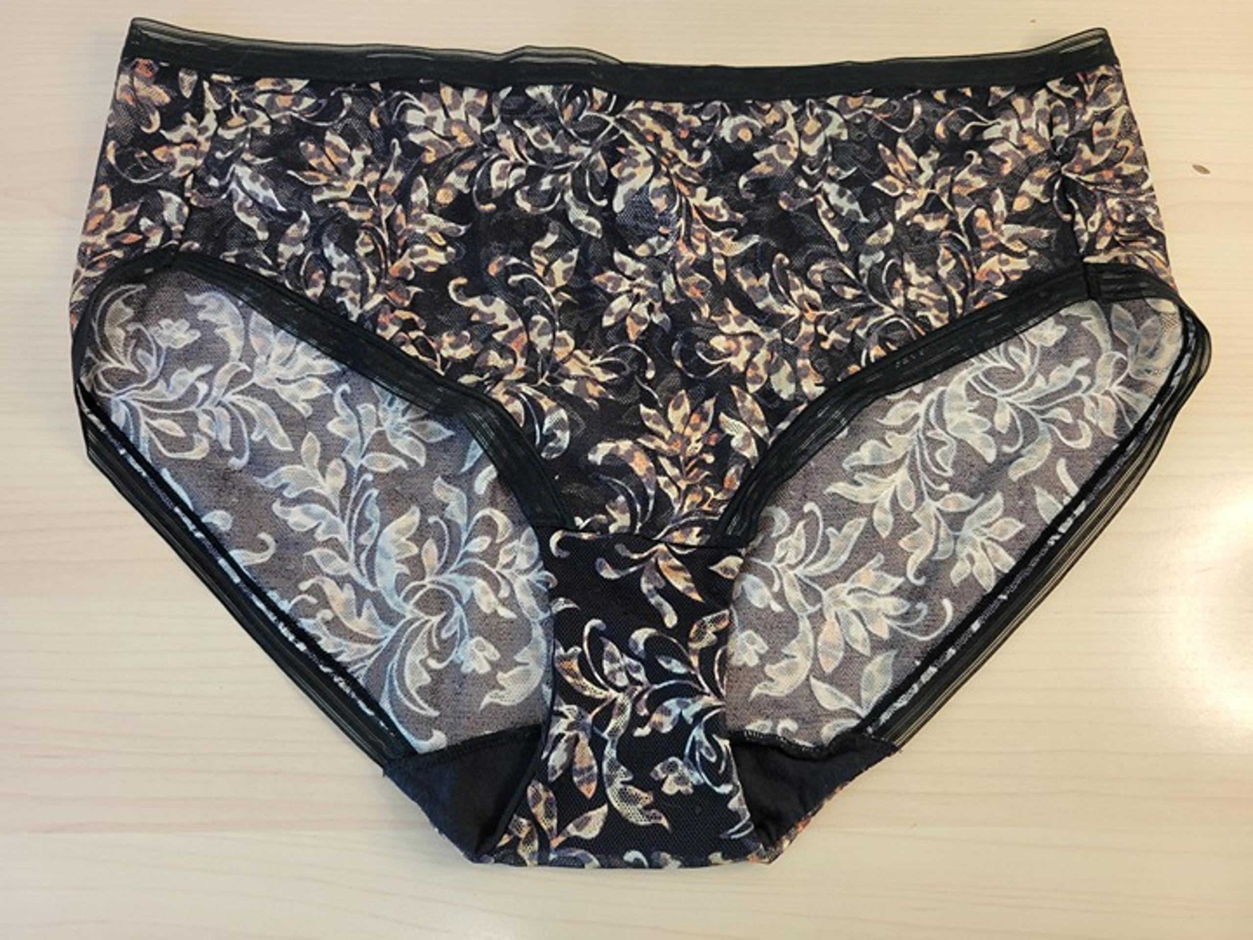 WACOAL Black Leopard Floral Netted Mesh Lace Full Brief Panty Panties sz XL NWOT