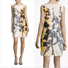 Lafayette 148 Faith Sheath Dress Size 12 Trellis Shadow Floral Sleeveless Career