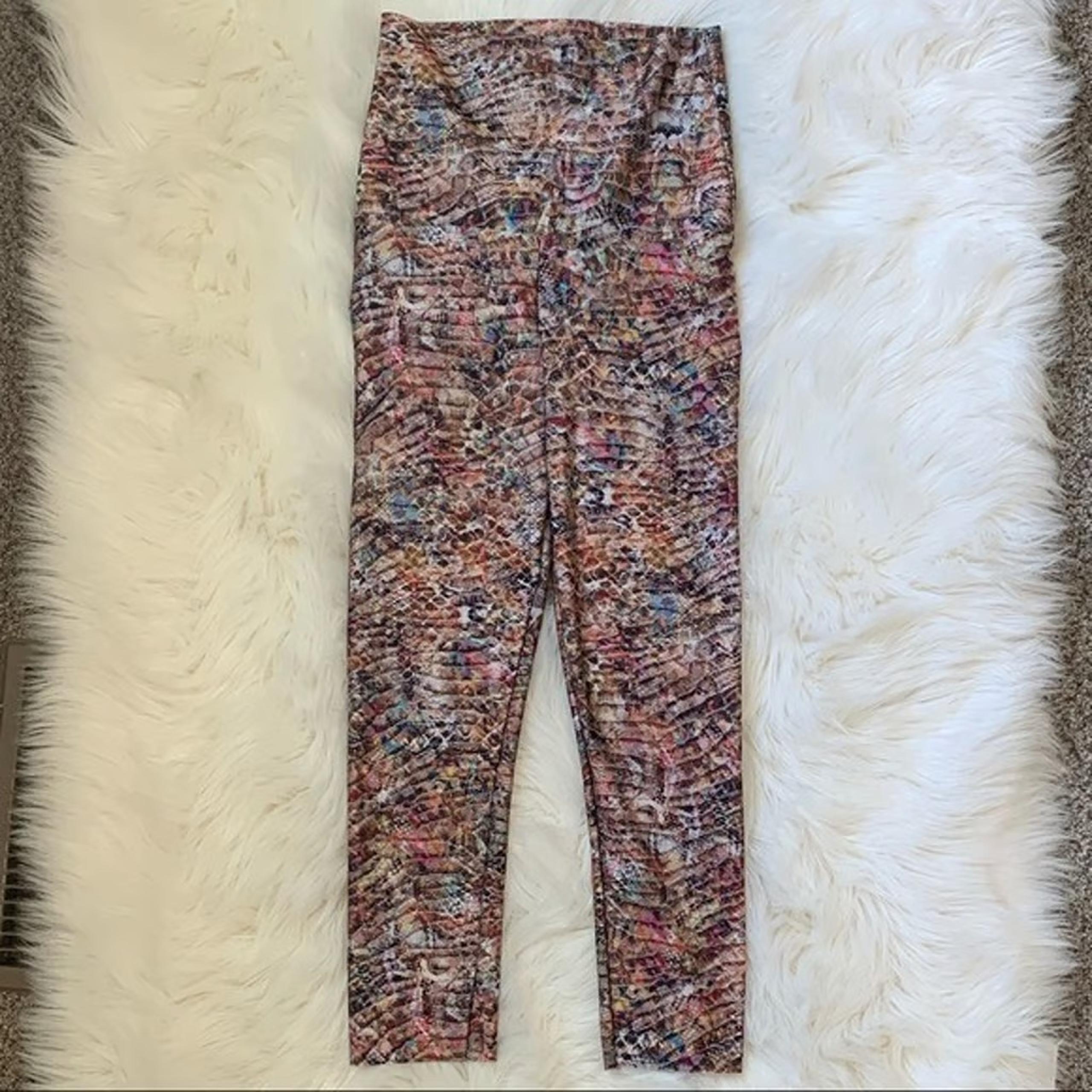 Emily Hsu Designs Multicolor Snakeskin Print High Rise Leggings Womens XS
