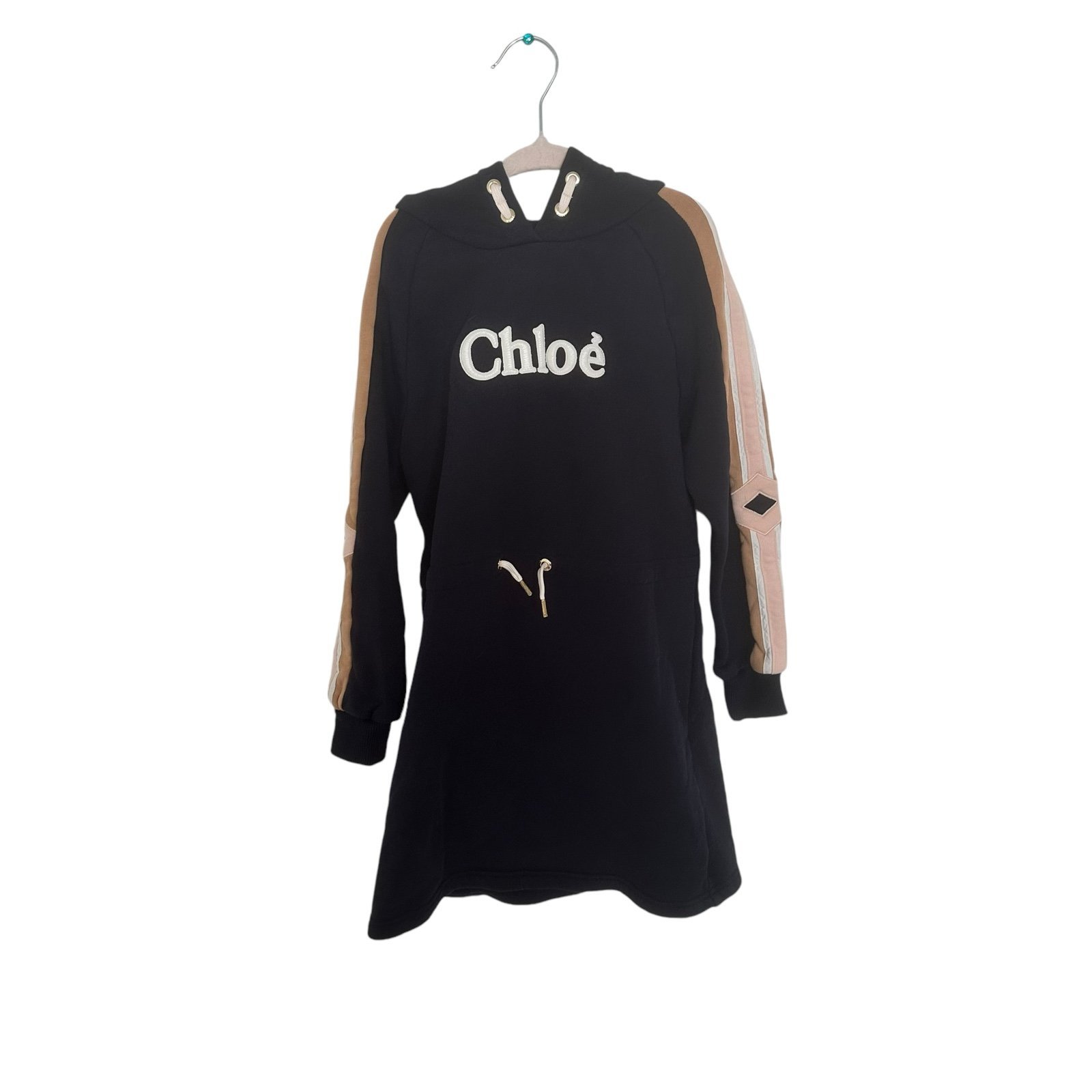 Chloe Girl's Logo Hoodie Dress Navy Blue Size 8 Excellent Used Condition