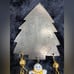 Vintage Sliver Tone Metal Christmas Tree Brooch Pin Dangle Charms 80s Jewelry