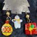 Vintage Sliver Tone Metal Christmas Tree Brooch Pin Dangle Charms 80s Jewelry