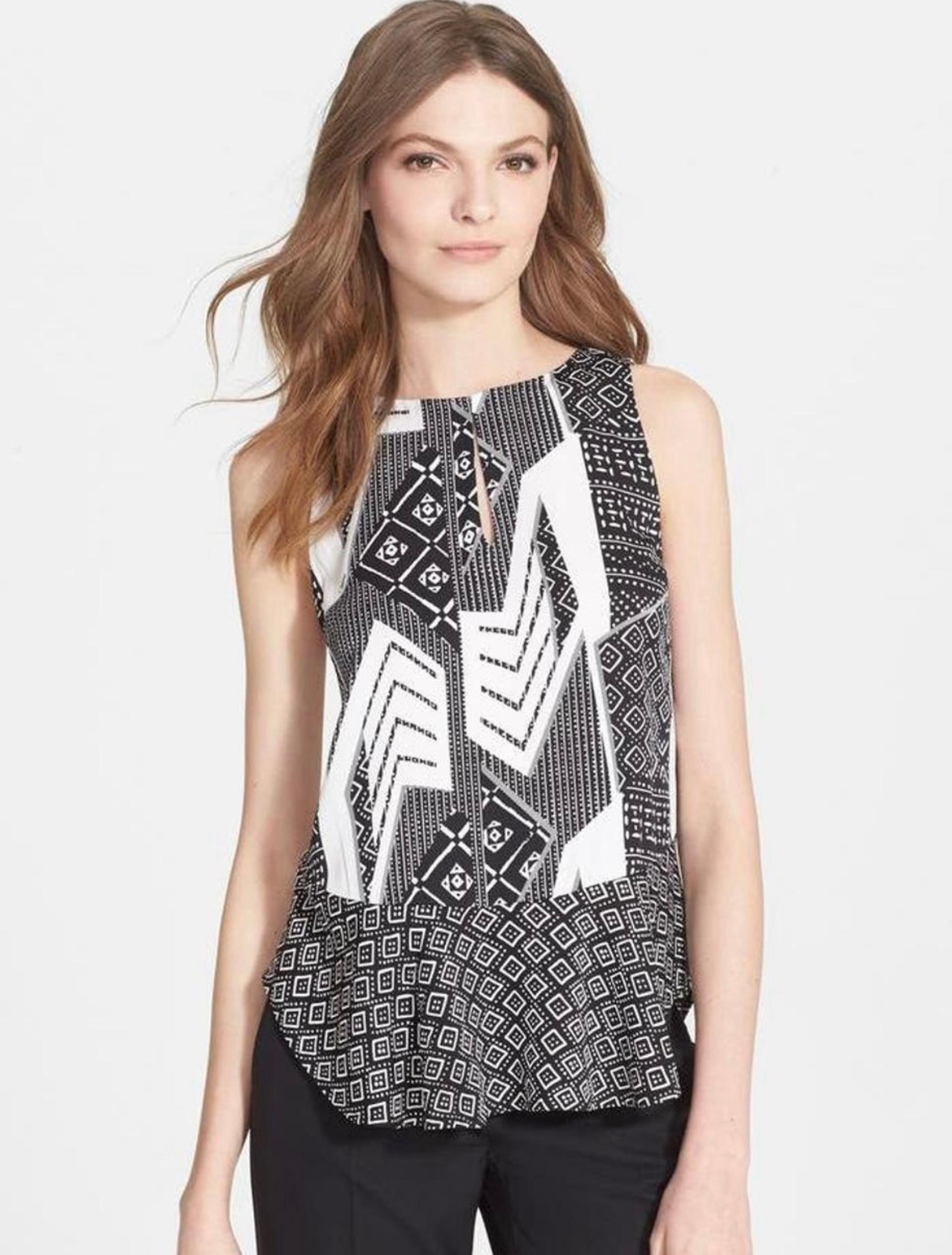 Women's Diane von Furstenberg Maya Print Stretch Silk Top Size Small Sleeveless