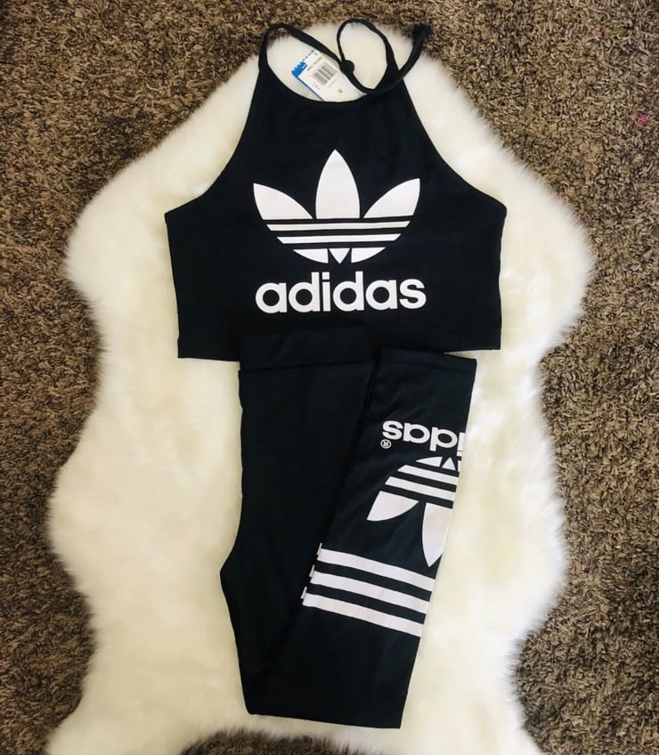Women’s Adidas Originals Black Halter Top and Leggings Set