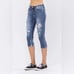 NWT Judy Blue Mid-Rise Medium Wash Destroyed Skinny Capri Jeans Size 5