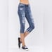 NWT Judy Blue Mid-Rise Medium Wash Destroyed Skinny Capri Jeans Size 5