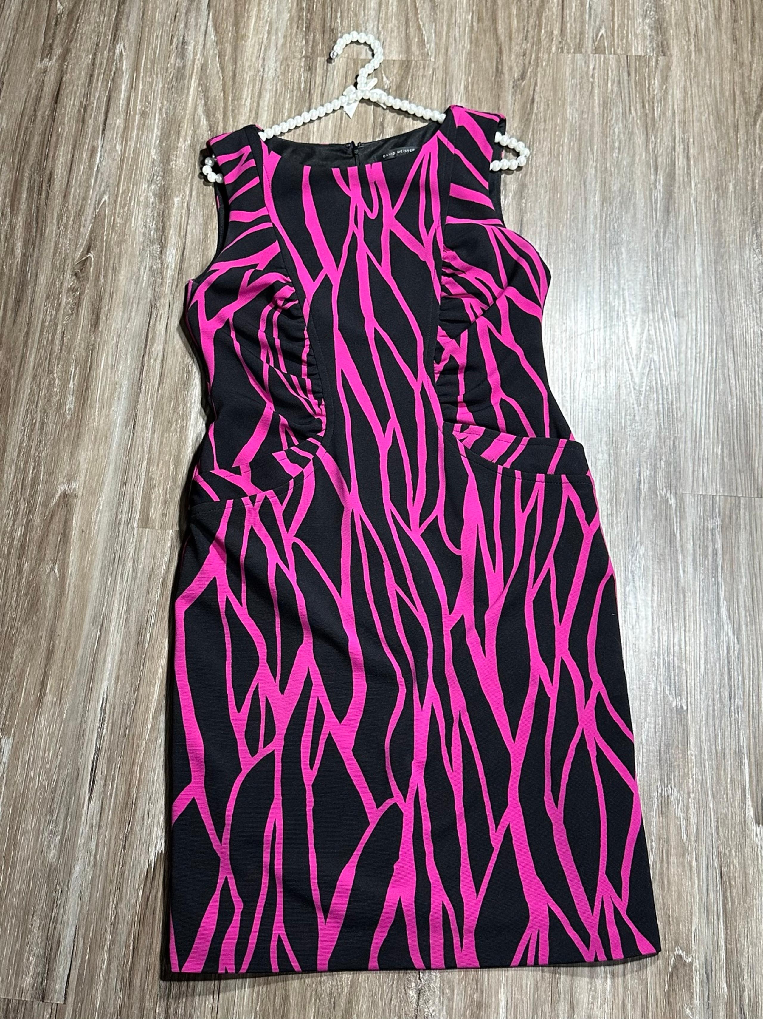 David Meister Sleeveless Printed Dress Women’s Size 10 Pink/Black Knee Length