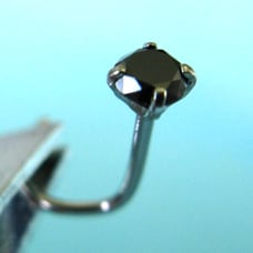 .11ct 2.98mm 100% REAL BLACK DIAMOND NOSE RING/SCREW, CERT,FREE DIA TESTER