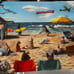 Busy Dog days at the beach… canvas art print wall decor