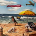 Busy Dog days at the beach… canvas art print wall decor