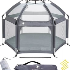 Pop 'N Go Baby Playpen for Babies & Toddlers w/ Canopy & Travel Bag, Anchor Grey