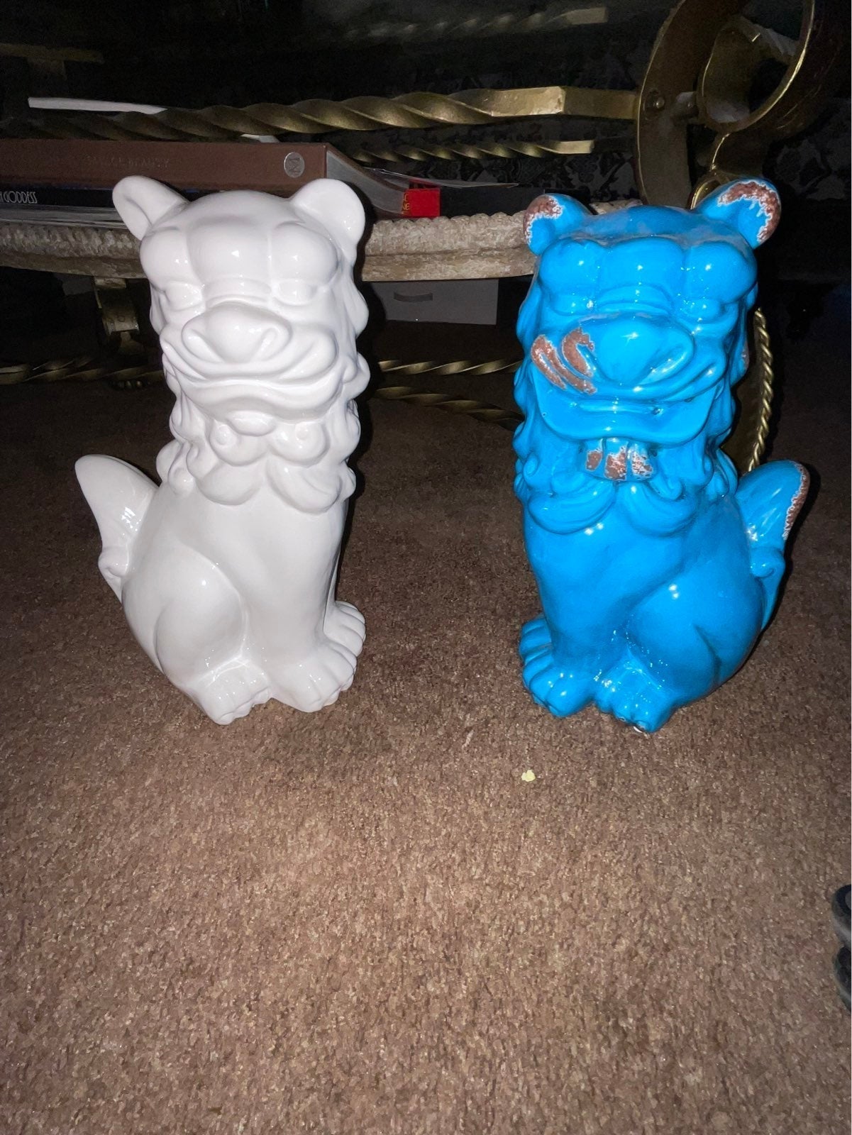 Ceramic Foo Lion Foo Dog pair over 12inches tall!