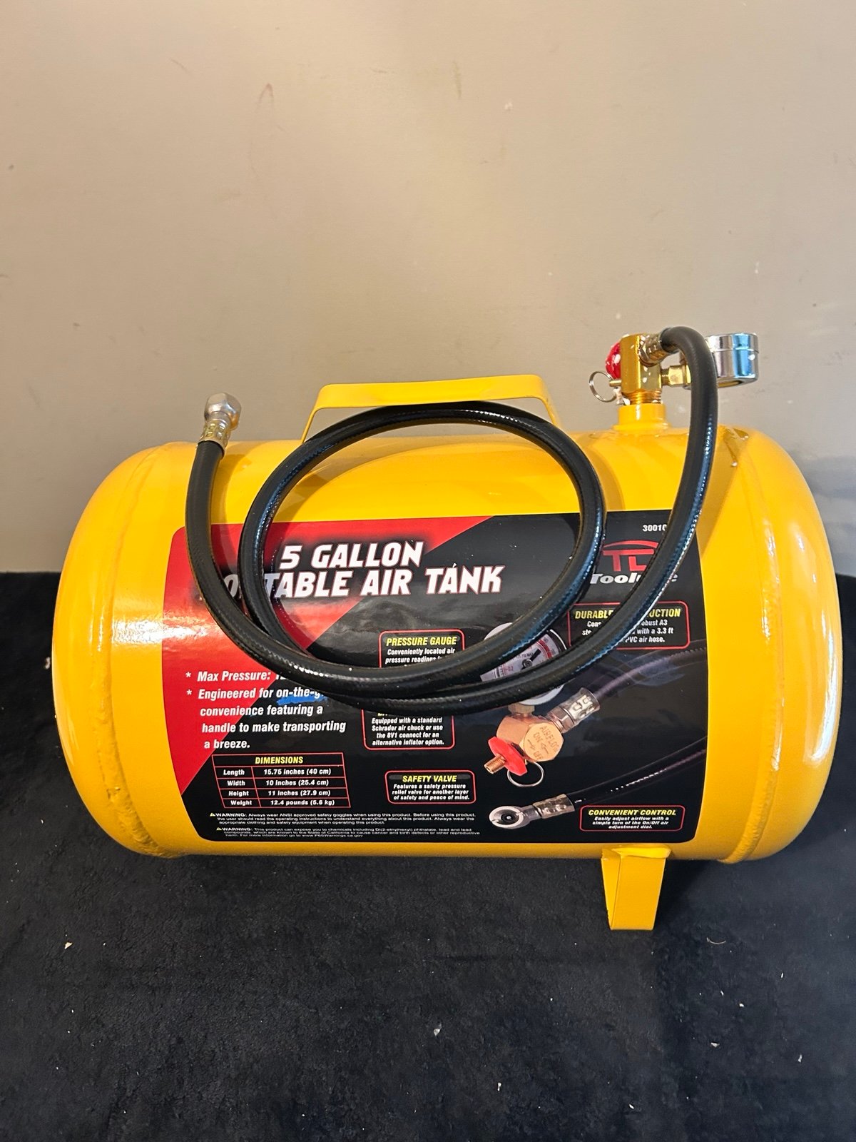 30010L 5 Gallon Air Tank, Portable Air Tank, 125 PSI Maximum Pressure, Horizonta