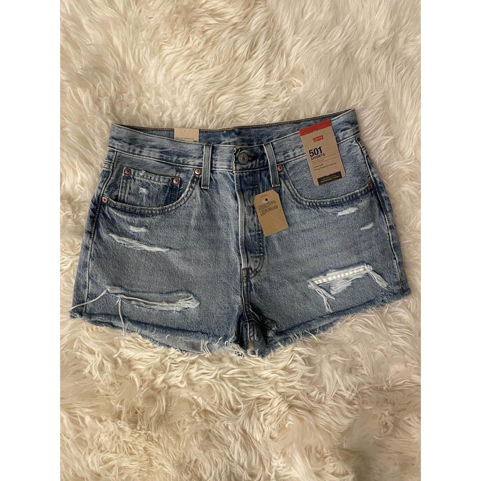 Levi's Women's 501 Original High-Roses Light Jean Denim Button Fly Shorts Sz 30