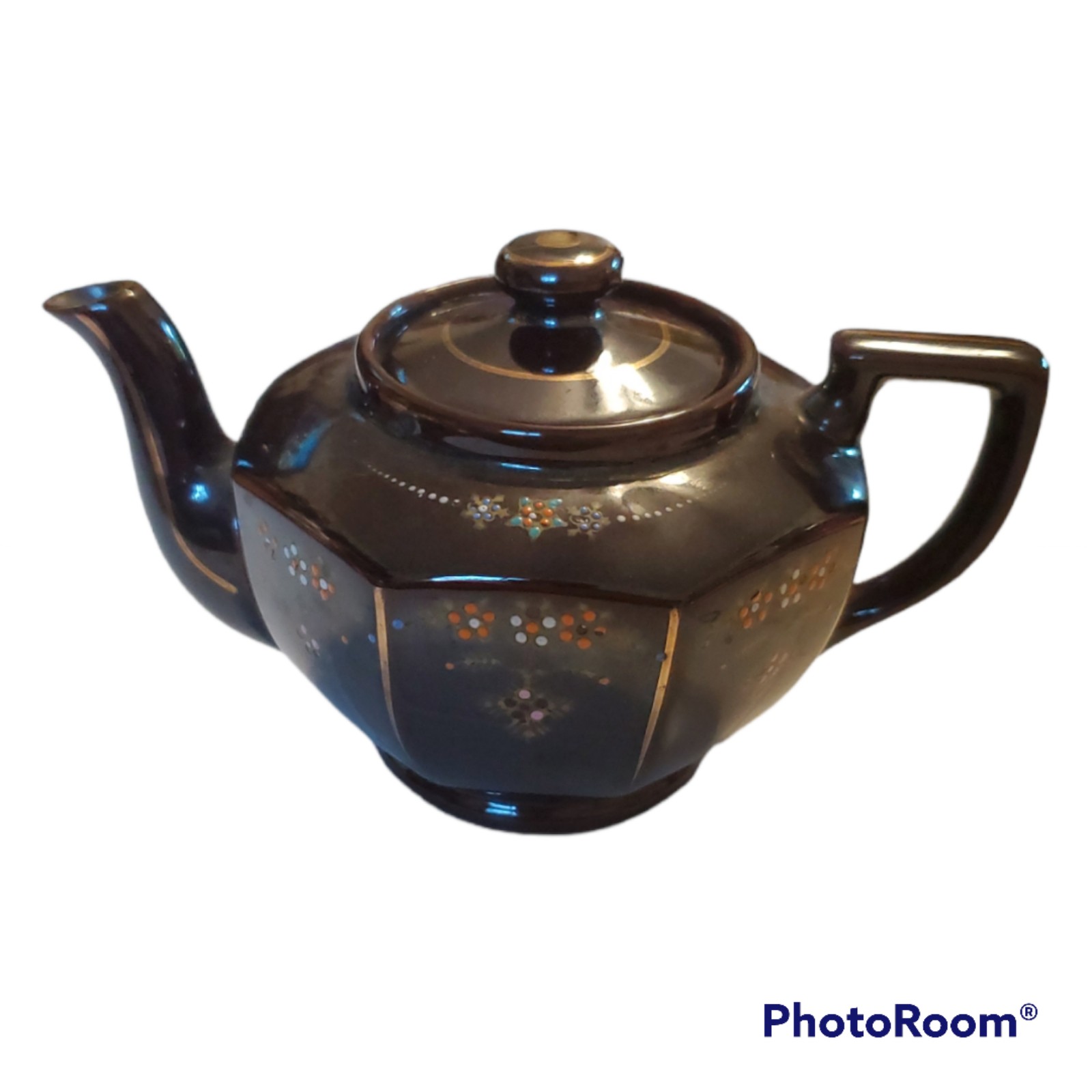 Red Ware Teapot Made in Japan Octagon Shaped Small Single Cup Kettle Brown...