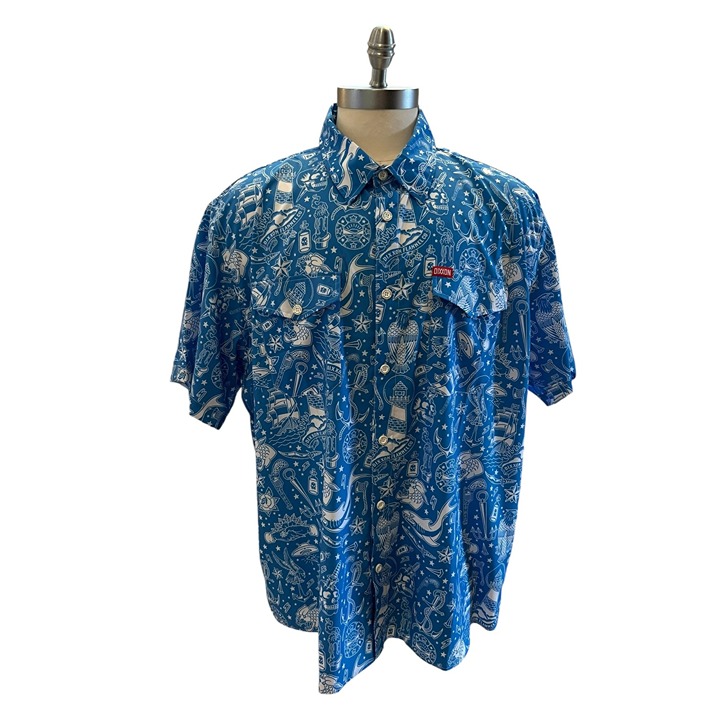 Dixon Flannel Men's Seaside Limited Ed. Ship Axe Skull Blue Shirt Size 3X