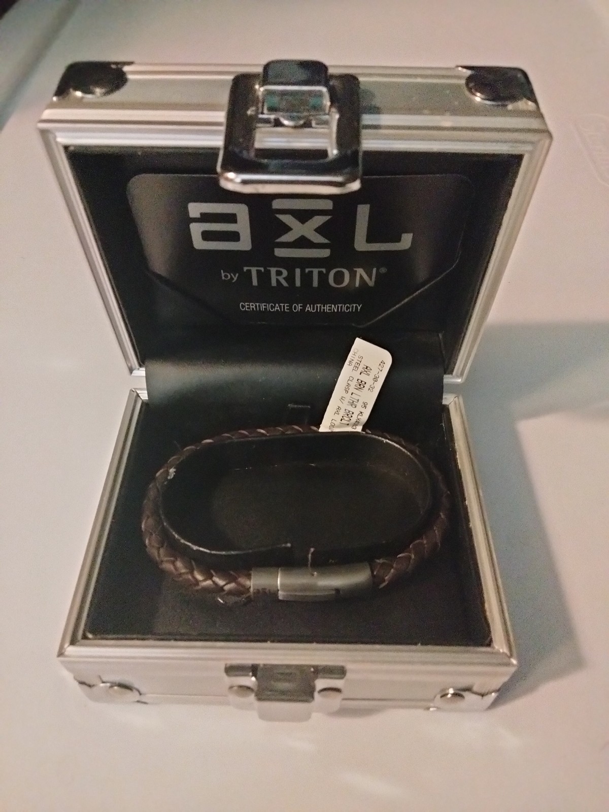 AXL Triton Bracelet Steel Brown Leather With Metal Case ( Brand New)