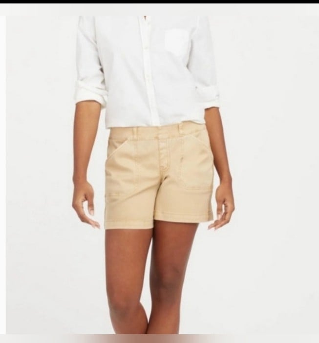 ✔Spanx 6 stretch twill shorts almond sz xl NWT