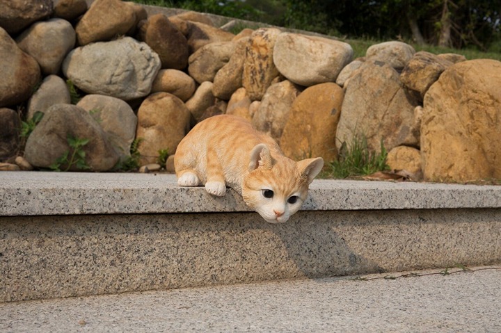 Orange Tabby Cat Looking Over Ledge Garden Statue Garden Decor Home Ornament