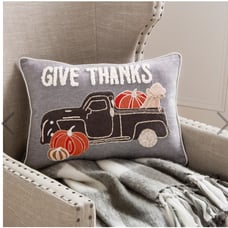 Give Thanks Fall Pillow with Dog