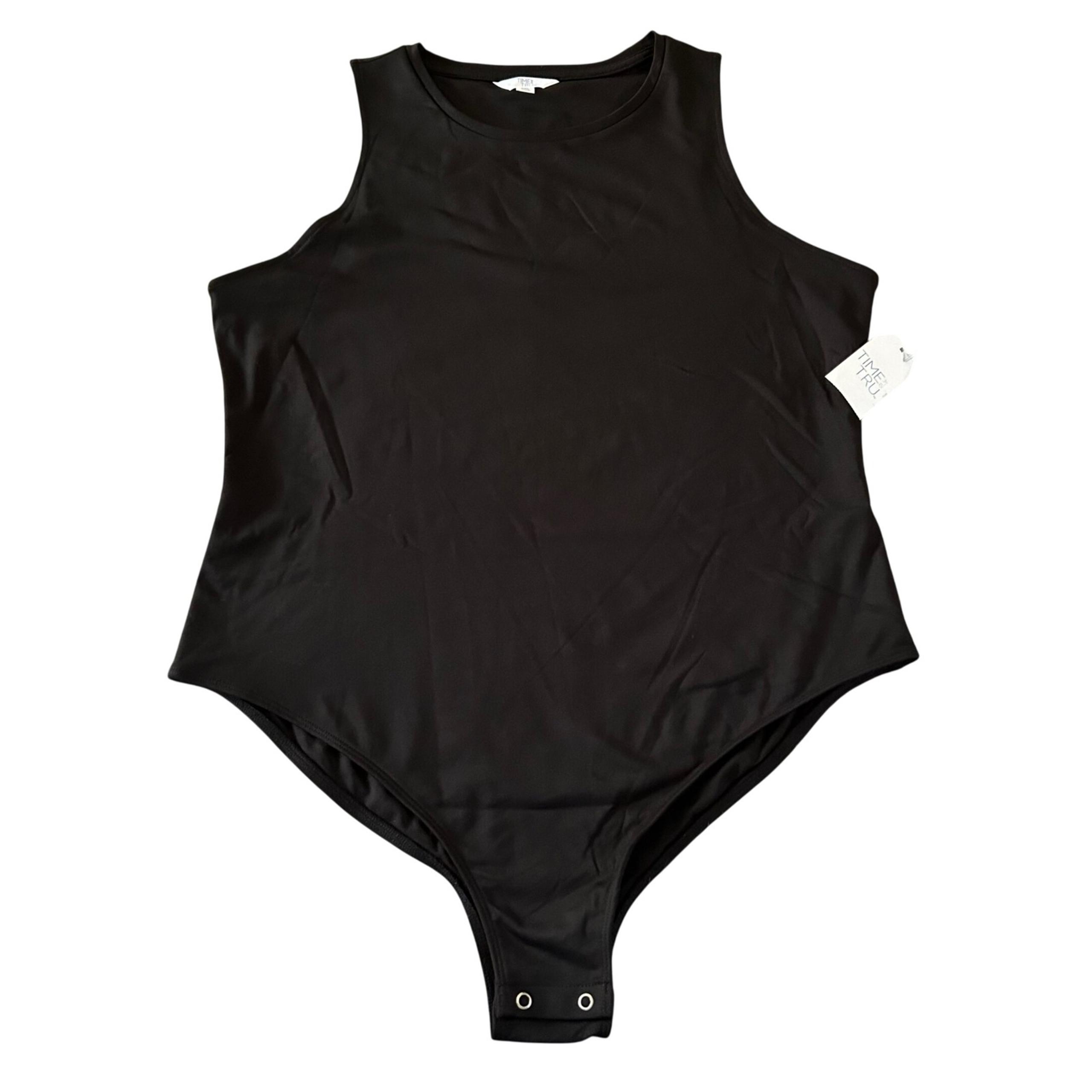 Time And Tru Smoothing Bodysuit Womens Size XXL (20) Black Sleeveless One Piece