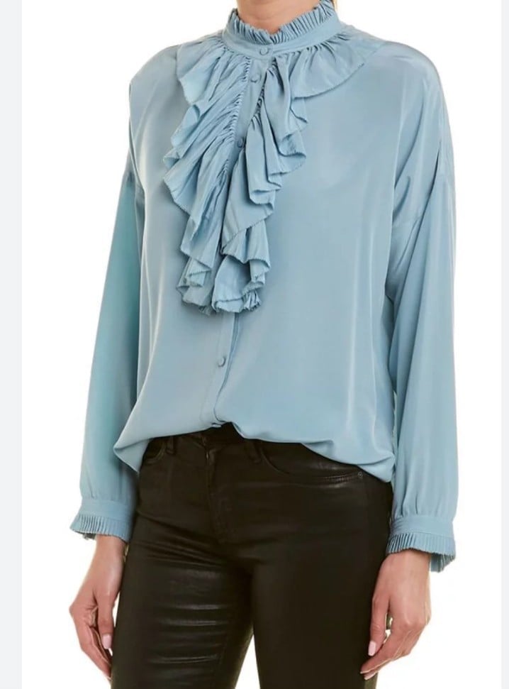 Zadig & Voltaire Women's Silk Tamacco Long Sleeve Blouse Pleated/Frill detail S
