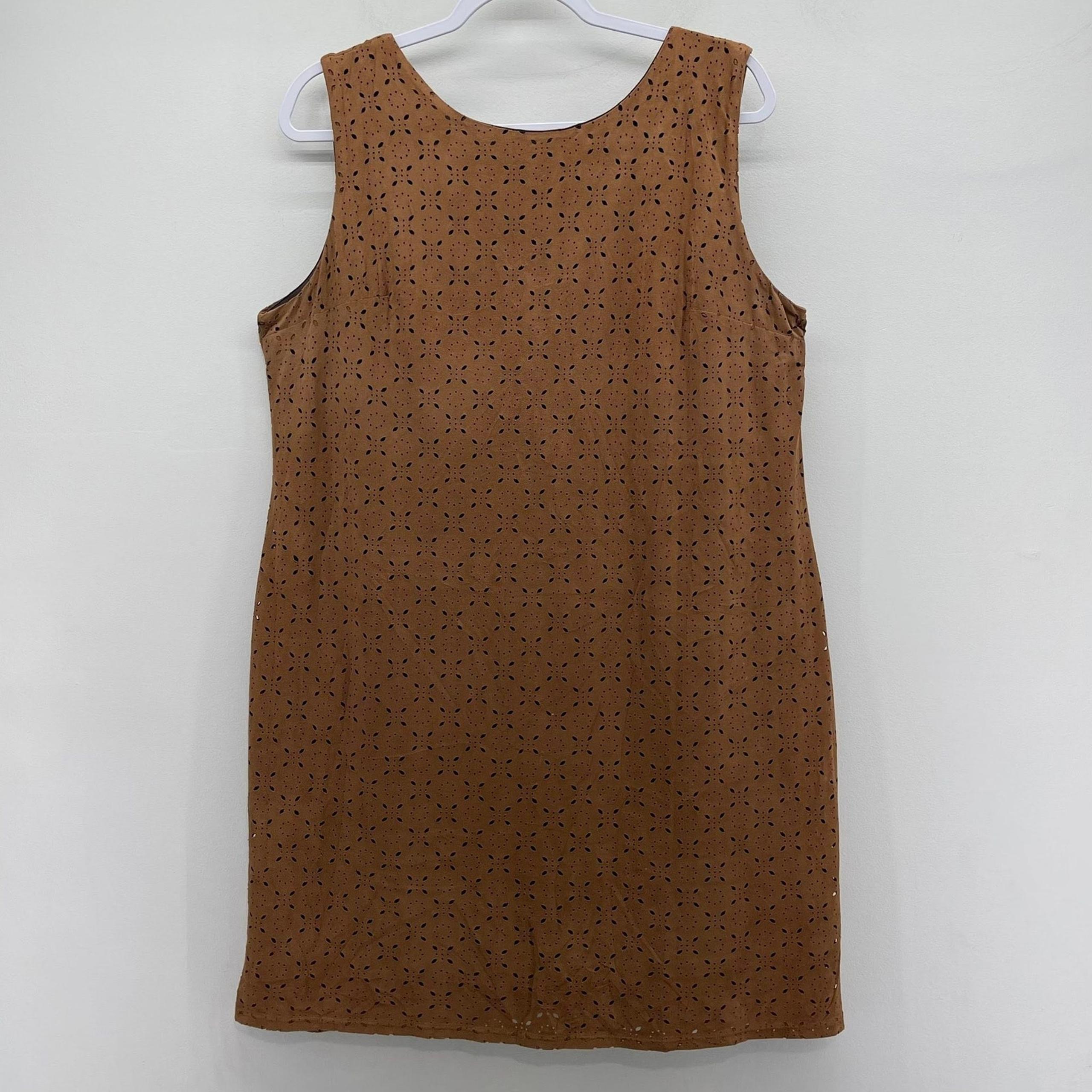 Laser Cut Out Sleeveless Dress Womens Large Brown Faux Suede Boho - Maurices