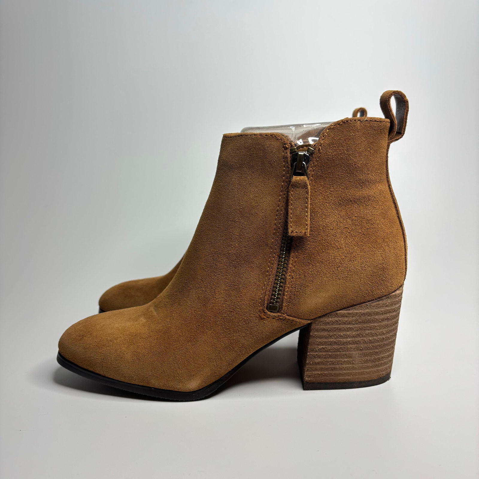 Blondo Siena Waterproof Suede Heeled Booties in Camel