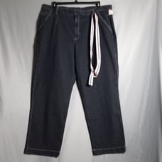 Liz Claiborne Women's Gray/Pink w/Belt Straight Leg Dark Wash Jeans Size 20W NWT
