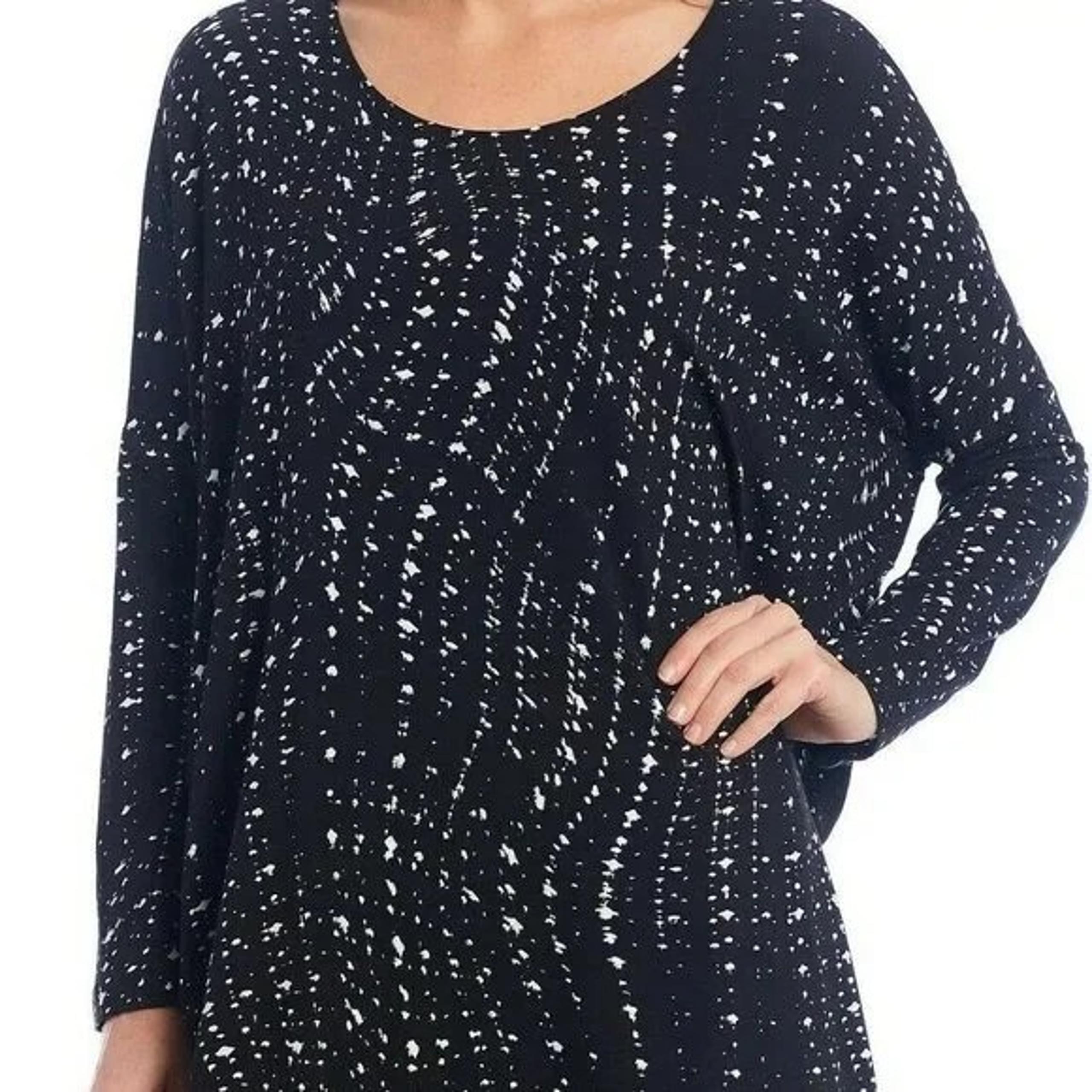 NWT Bryn Walker Ruched Inman Tunic Top Black Stars Size Large