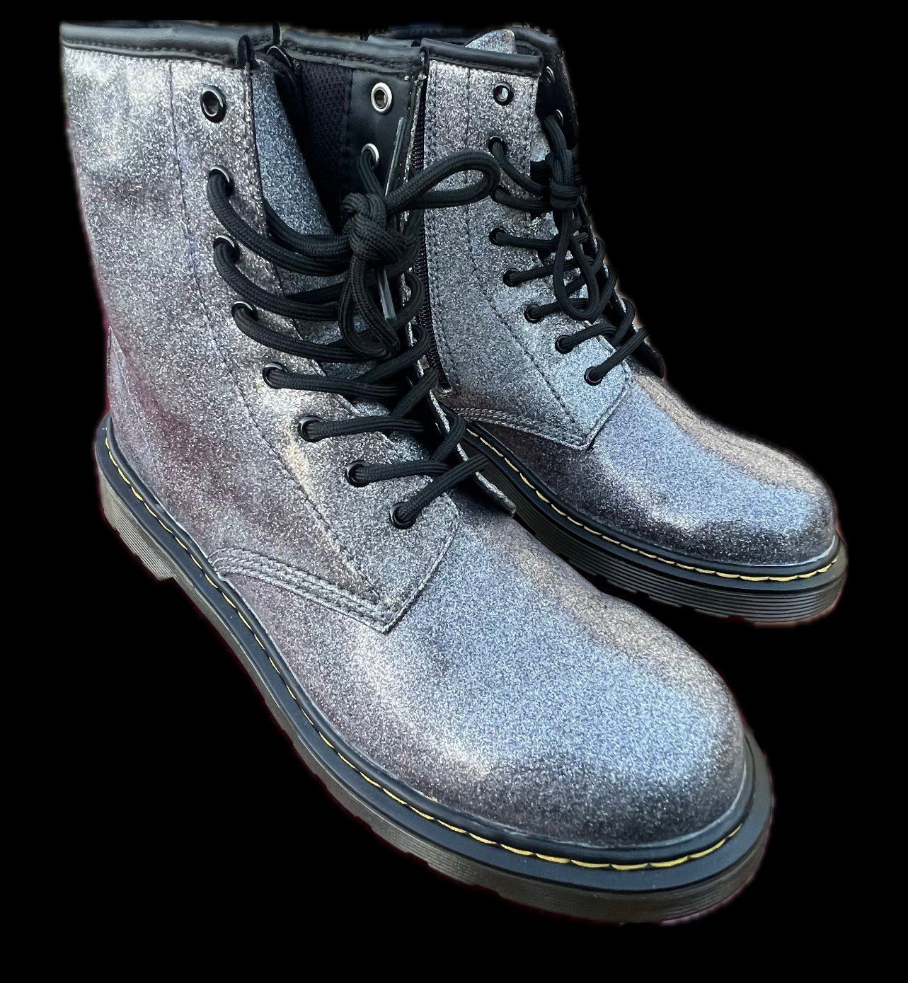 DR MARTENS SIlver 1460 PASCAL GLITTER Boots DOCS Womens 7 US 8-Hole