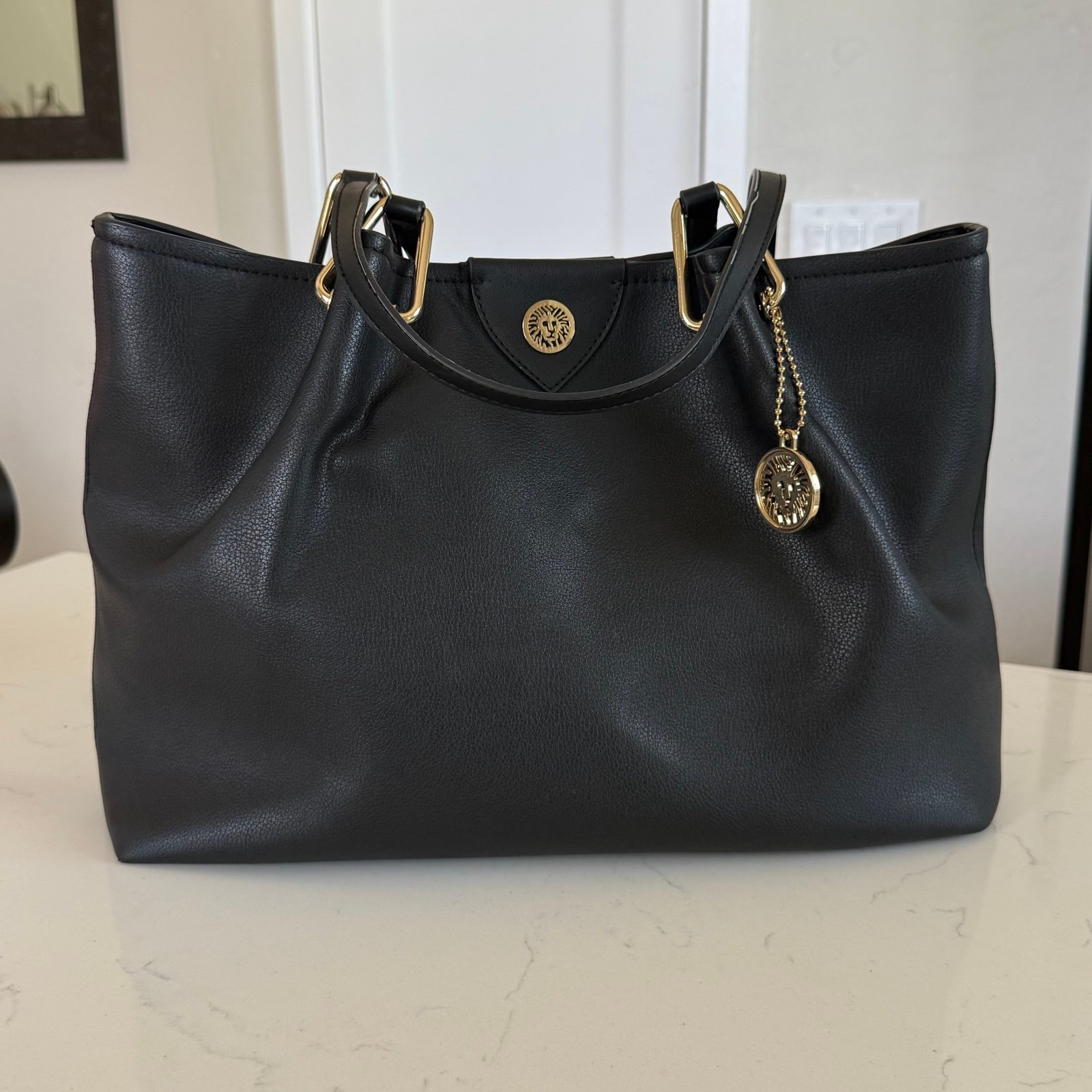Anne Klein Black Structured Shoulder Tote
