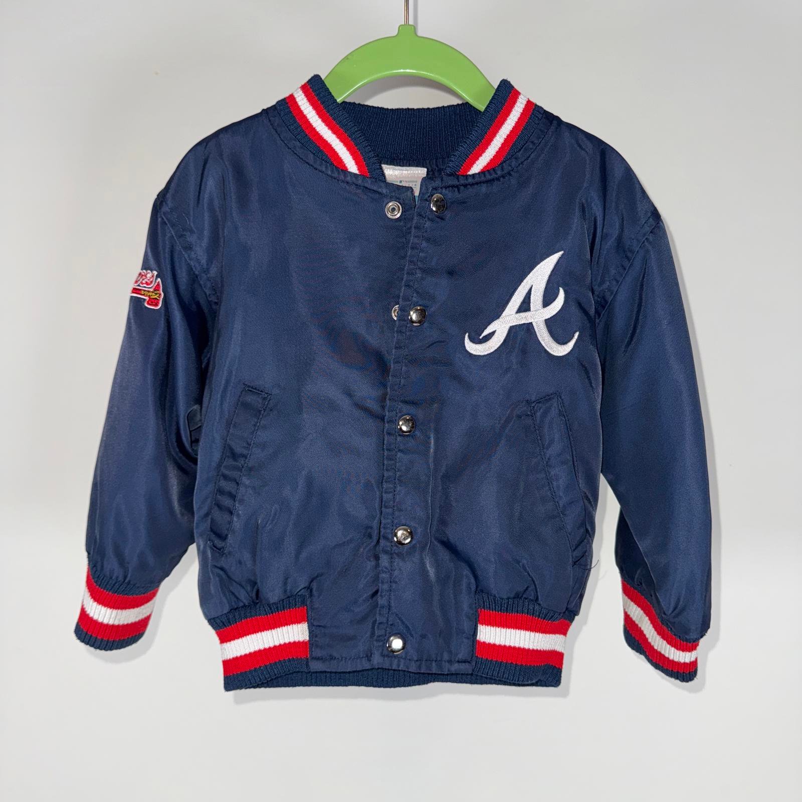 Vintage 90s Adidas Atlanta Braves Satin Jacket MLB Genuine Merchandise 2T